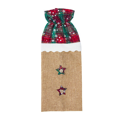 

Toponeto Red Wine Bottle Cover Bags Snowman Santa Claus Christmas Decoration Sequins Xmas