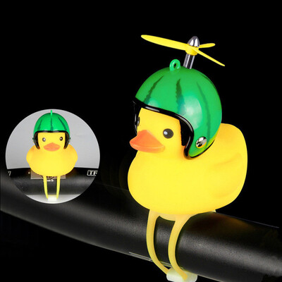

1PC Cartoon Silica Little Duck Shape Bicycle Bells Shining Mountain Bike Handlebar Duck Bell Yellow Rotary Paddle Helmet Light Z