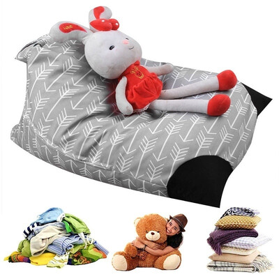 

Stuffed Animal Storage Bean Bag Chair Pouch Stripe Comfortable Seating Sofa Storage Bag Without Filler