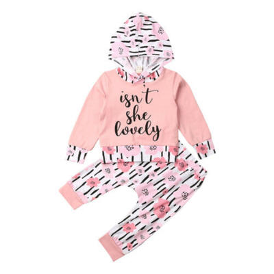 

UK Newborn Infant Baby Girl Long Sleeve Hooded T-shirt Clothes&Pants Outfit