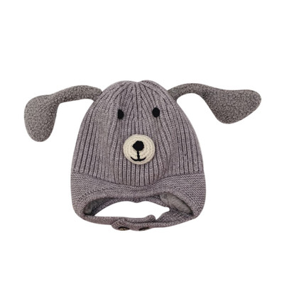 

5 Colors Knitted Winter Baby Hat with Ears Cartoon Bear Lace-up Children Kids Baby Bonnet Cap for 1-3 Years