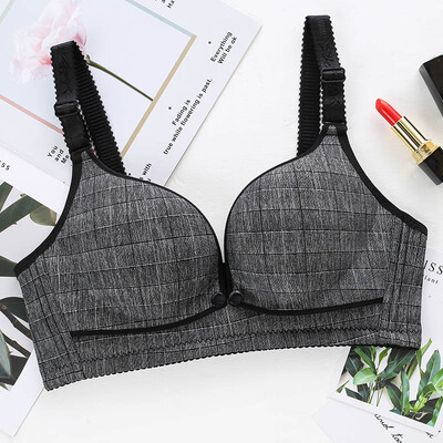 

Sexy Front Closure Large Size Bra Wire Free Padded 34 Cup Smooth Seamless Button Bralette Breathable Comfortable Bra Intimate