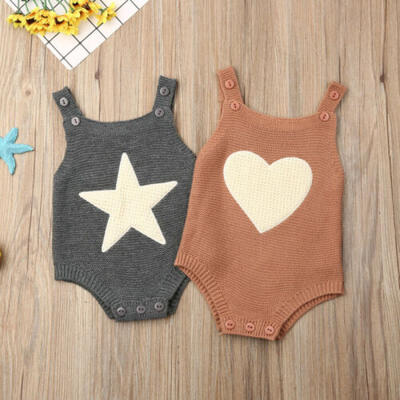 

UK Newborn Baby Boy Girl Romper Jumpsuit Bodysuit Outfits Knitted Cotton Clothes