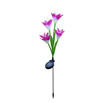 

Gobestart 4 Heads Solar Lantern LED Decorative Outdoor Lawn Lamp 4 Flower Lily Garden Lamp