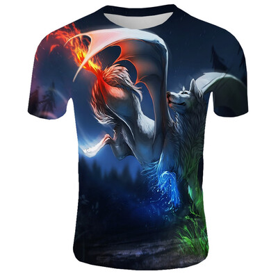 

Toponeto Mens New Summer T-shirt With Round Neck Short Sleeve Blue Flame 3D Printed Top