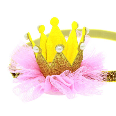 

Babys Crown Light Flower Hair With Baby Pearl Lace Head Jewelry Headbands Kids Fashion Headdress