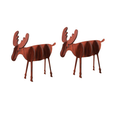 

Gobestart Wooden DIY Mini Elk Desktop Ornaments Merry Christmas Party Decor