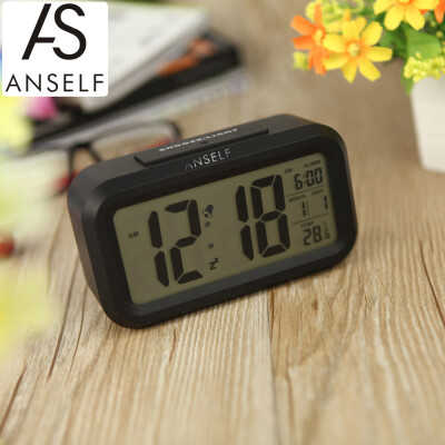 

Anself LED Digital Alarm Clock Repeating Snooze Light-activated Sensor Backlight Time Date Temperature Display White