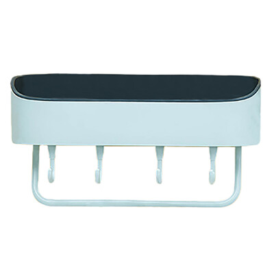 

Multifunction Wall Mounted Free Punch Storage Shelves Wall Shelf With 4 Hooks For Bathroom Kitchen