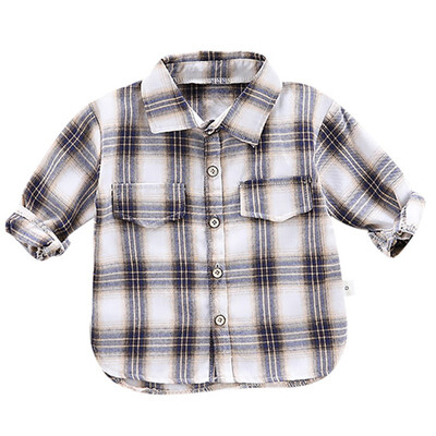

Autumn Baby Boys Long Sleeve Plaid Print Shirts Kids Tops Tees Shirts Casual Shirts Fashion
