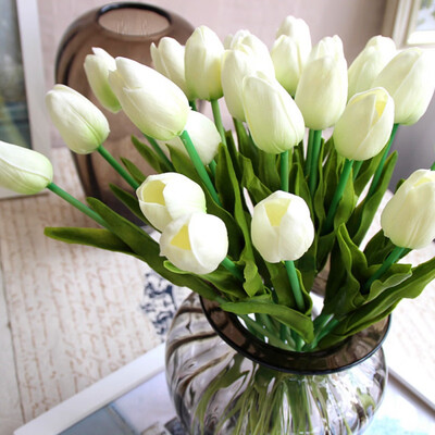 

10pcs Artificial Silk PU Tulips Fake Artificiales Bouquets Party Decor Tulips Wedding Decorative Flowers
