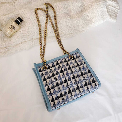 

Tailored 2019 New Simple Contrast Color Chain Messenger Bag Fashion Casual Shoulder Bag