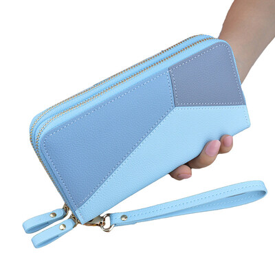 

Women Faux Leather Dual Zipper Purse Wallet Card Phone Pocket Holder Wristlet
