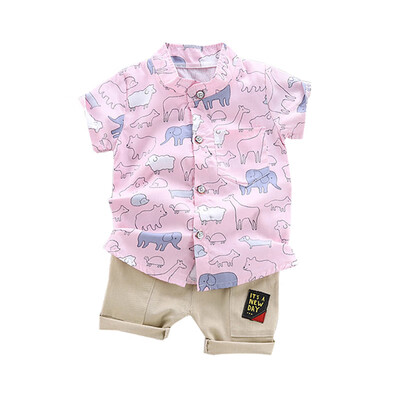 

Summer Children Baby Boys Casual Short Sleeve Animal Print T-shirt TopsShorts Costume Set