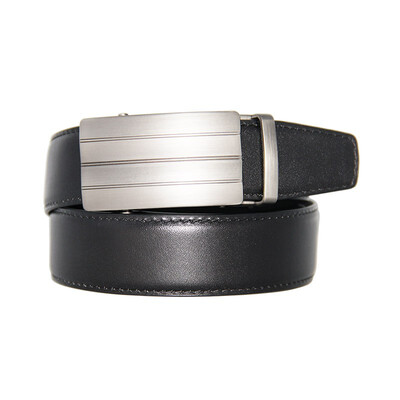 

BPSTAR Mens Automatic Buckle Genuine Leather Mens Ratchet Holeless Belt Business High Quality Mens Real Belt for Pants