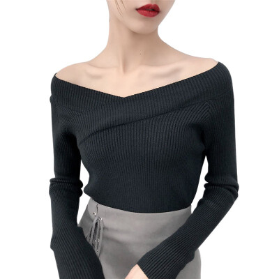 

Women Sexy V-Neck Sweater Long Sleeves Pullover Autumn Winter Shirt Fashion Jumper