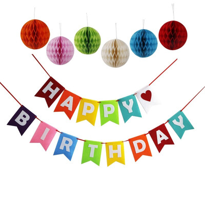 

Birthday Party Decorations Colorful Letters Pull Flowers Colorful Bee Ball Paper Handmade Craft Party Decoration