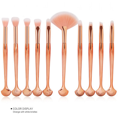 

10pcs Tool Shell Makeup Brushes Set Soft Eyes Shadow Brow Blush Lip Concealer Fan Cosmetic Make Up Brush Kit