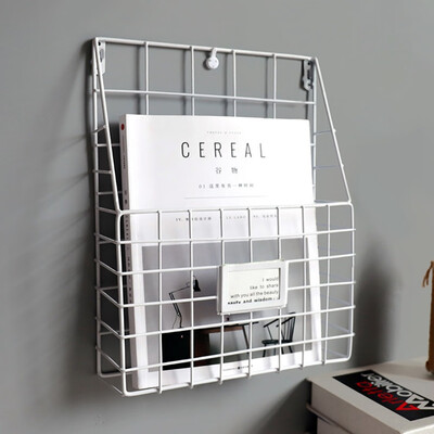 

New Iron Wall-Mounted Hanging Rack Magazine Newspaper Storage Shelf Organizer