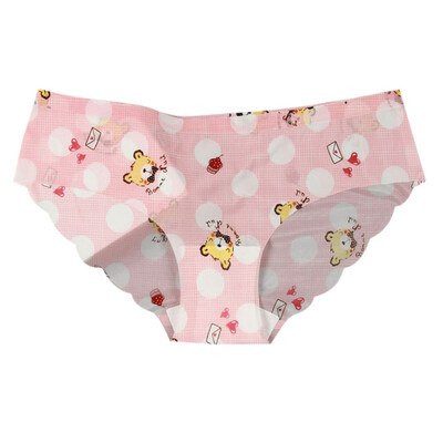

New Seamless Sexy panties Low-Rise Ice Silk underwear women Lingerie Breathable Cartoon Print Cute Girl Ultra-thin Briefs