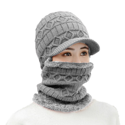 

2019 new adult winter hat ladies winter thickened warm hat neck body knitted wool sleeve head hat