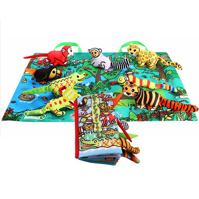 

Animals Tails Cloth Book 8 Rattle Toys Play Mat Baby Early Learning Education Toys Story Telling Books Tropical Rainforest