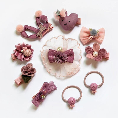 

10PCSSet New Children Hair Accessories Set Gift Box Girls Princess Bow Hair Clip Hair Rope Overs1Y