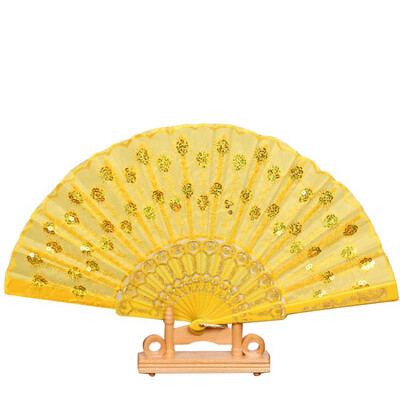

Summer Women Girl Dancing Fan Elegant Plum peacock Flower Print Folding Hand Fans