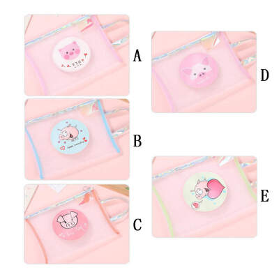 

A4 file holder Portable zipper Mesh Document bag office school supplies Cartoon Laser Pig