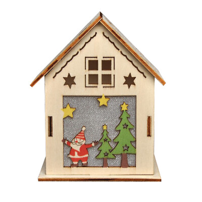 

Siaonvr LED Light Wood House Christmas Tree Hanging Pandent Ornaments DIY Holiday Decor