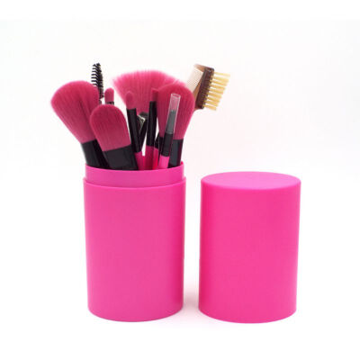 

12 Pcs Eye Makeup Brush Set Eyeshadow Eyeliner Blending Pencil Makeup Brushes Rose Purple Handle Plastic Pot