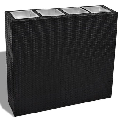 

Garden Planter with 4 Pots Poly Rattan Black