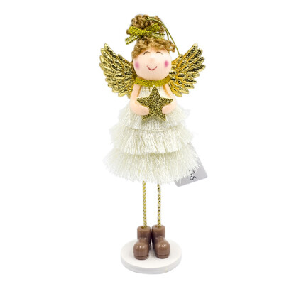 

Christmas Standing Gold Angel Doll Desktop Ornament Holiday Figurines Gift For Boys & Girls