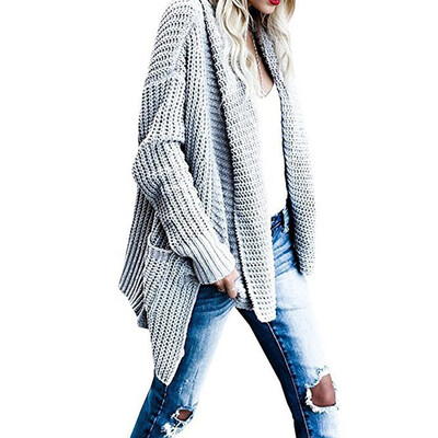 

Women Plus Size Autumn Winter Long Sleeve Fashion Solid Open Front Knit Sweater Knitwear Outwear Coat