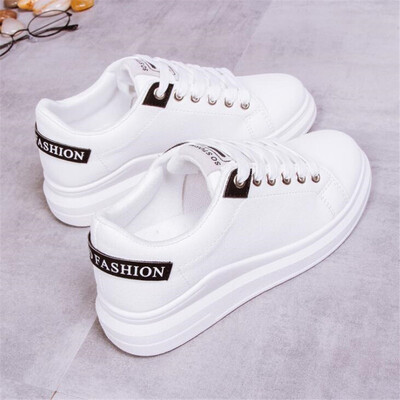 

DIWEINI 2019 Women Casual Shoes New Women Sneakers Fashion Breathable PU Leather Platform White Women Shoes Soft Footwears