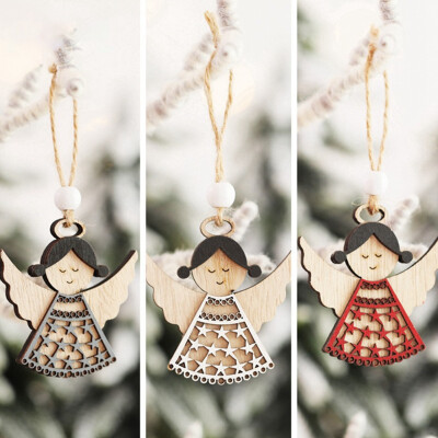 

2020 Christmas Hollow Wooden Ornament Xmas Tree Hanging Pendant Christmas Decoration