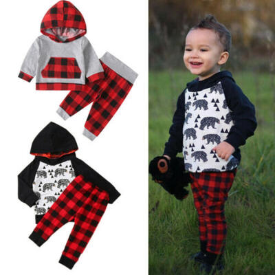 

2pcs Newborn Toddler Kids Baby Boy Clothes Hoodie T-shirt TopsPants Outfits Set