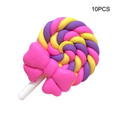 

10PCS Cute Popular Soft Pottery Rainbow Color Lollipop DIY Hair Accessories For Children