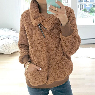 

Tailored Women Warm Winter Top Zipper Sweatshirt Ladies Pullover Jumper Blouse Outwear