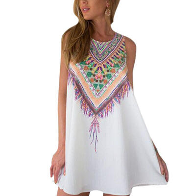 

Women Dress Fashion Vintage Boho style Sexy Casual Party beach summer dresses floral print Vintage chiffon 4 colors Vestidos