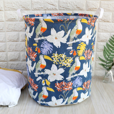 

Gobestart Cotton Linen Waterproof PE Coating Storage Basket Sundries Storage Box