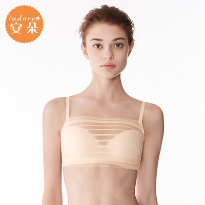 

Embrys Ando tube top underwear anti-light gathering gathered chest female sense lace bra summer HB0125U skin color SKN 75A