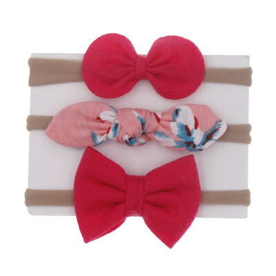 

3Pcs Cute Rabbit Ear Baby Headband Neonata Bow Flower Elastic Haarband Baby Girls Headbands Children Turban Hair Accessories Set