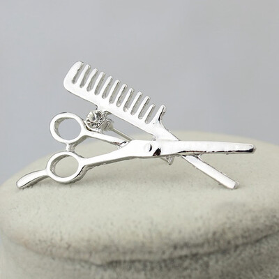 

Comb Scissors Salon Hairstylist Barber Unisex Jacket Coat Brooch Pin Jewelry New