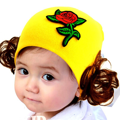 

2019 New Cute Toddler Kids Baby Girl Cute Flower Wig Design Winter Warm Hat Cap Headwear