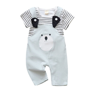 

Summer Baby Girls Clothes Set Cute Striped T-shirt Suspender Pants Kids 2PCS Outfit Set