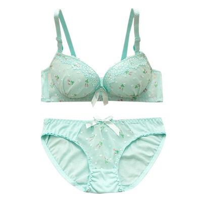 

Print Bow Lace Cotton Bra Sets Women Convertible Push Up Lingerie Bra Underwire Bra & Panty Set Underwear Sets