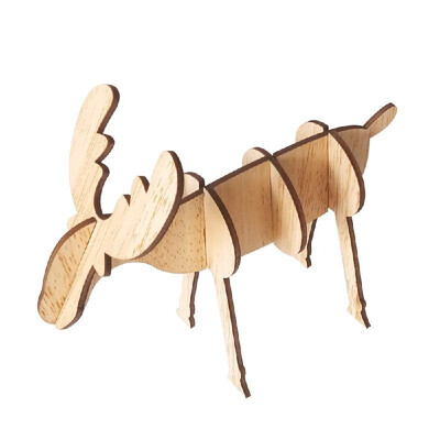 

Wooden Craft Christmas Home Table 3D Elk Ornament Decor Childrens Toy Gift New Year Party Decor Home Table