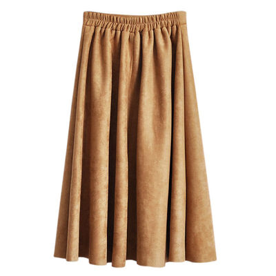 

Autumn women long skirt elegant high waist solid A-line female solid femme Skirt