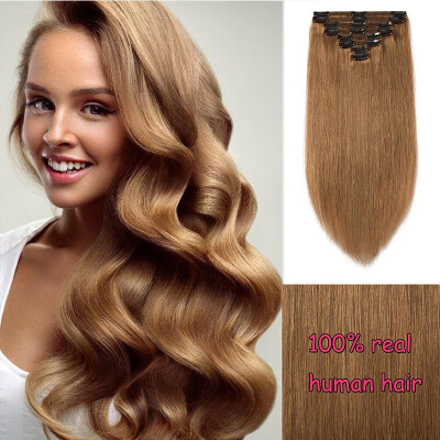 

100 Remy Human Hair Real Thick Clip In Human Hair Extension 8 pcs